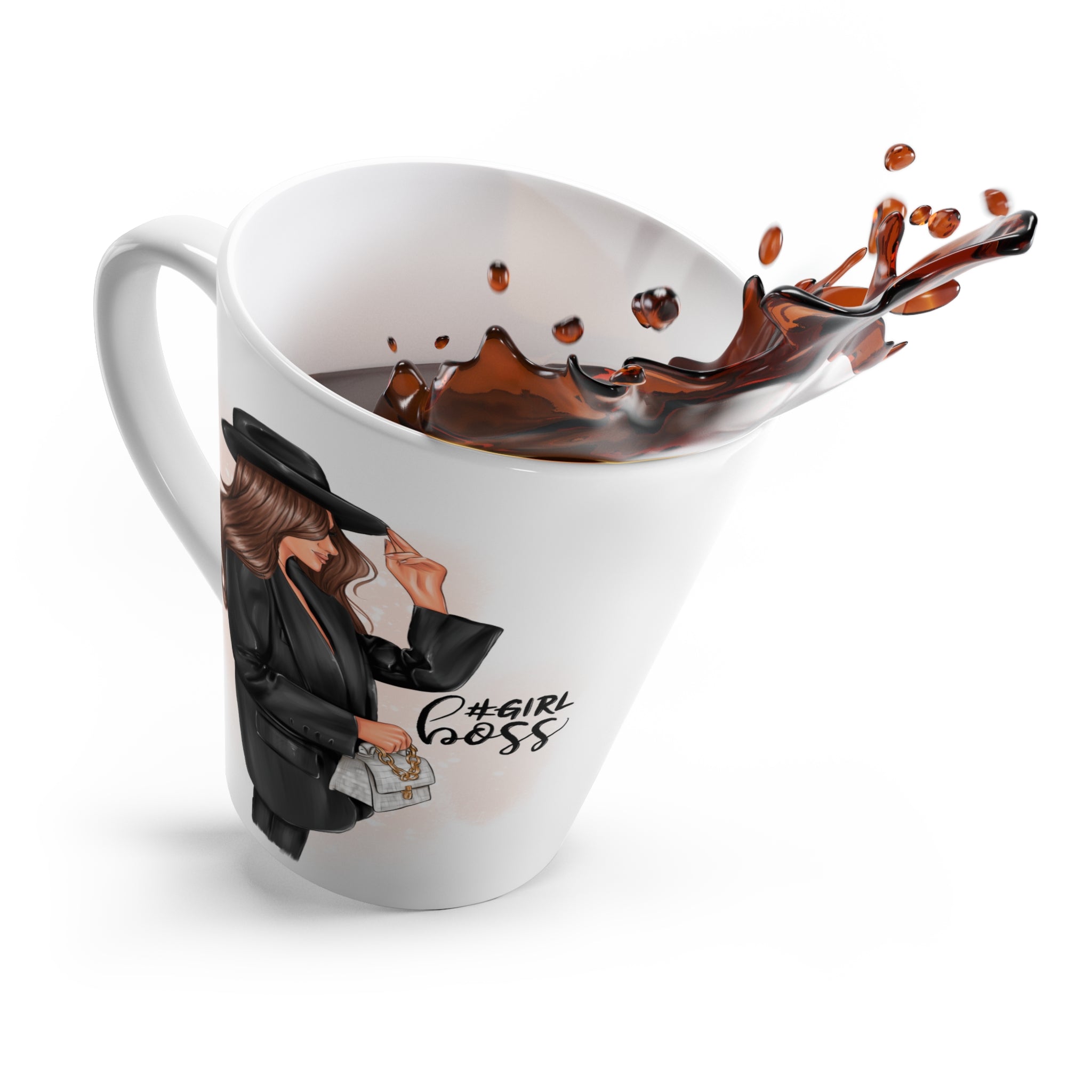 Girl Boss – Brown Hair Latte Mug (12oz Ceramic)
