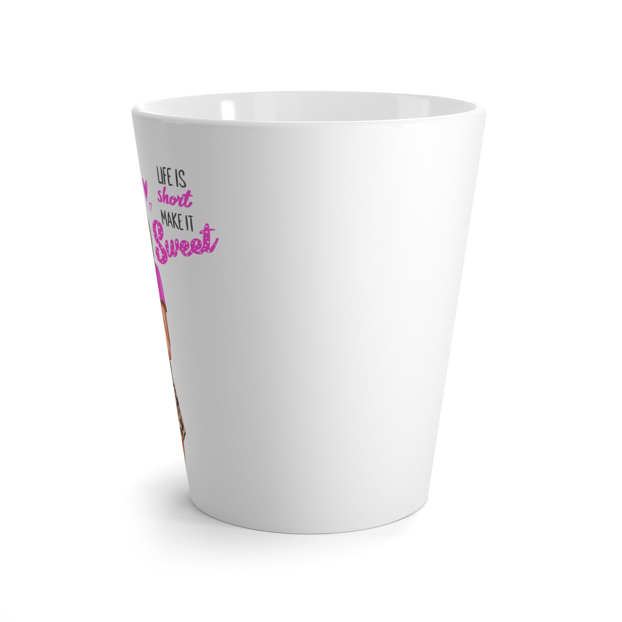 Life Is Short. Make It Sweet Latte Mug (Blond hair, 12oz)