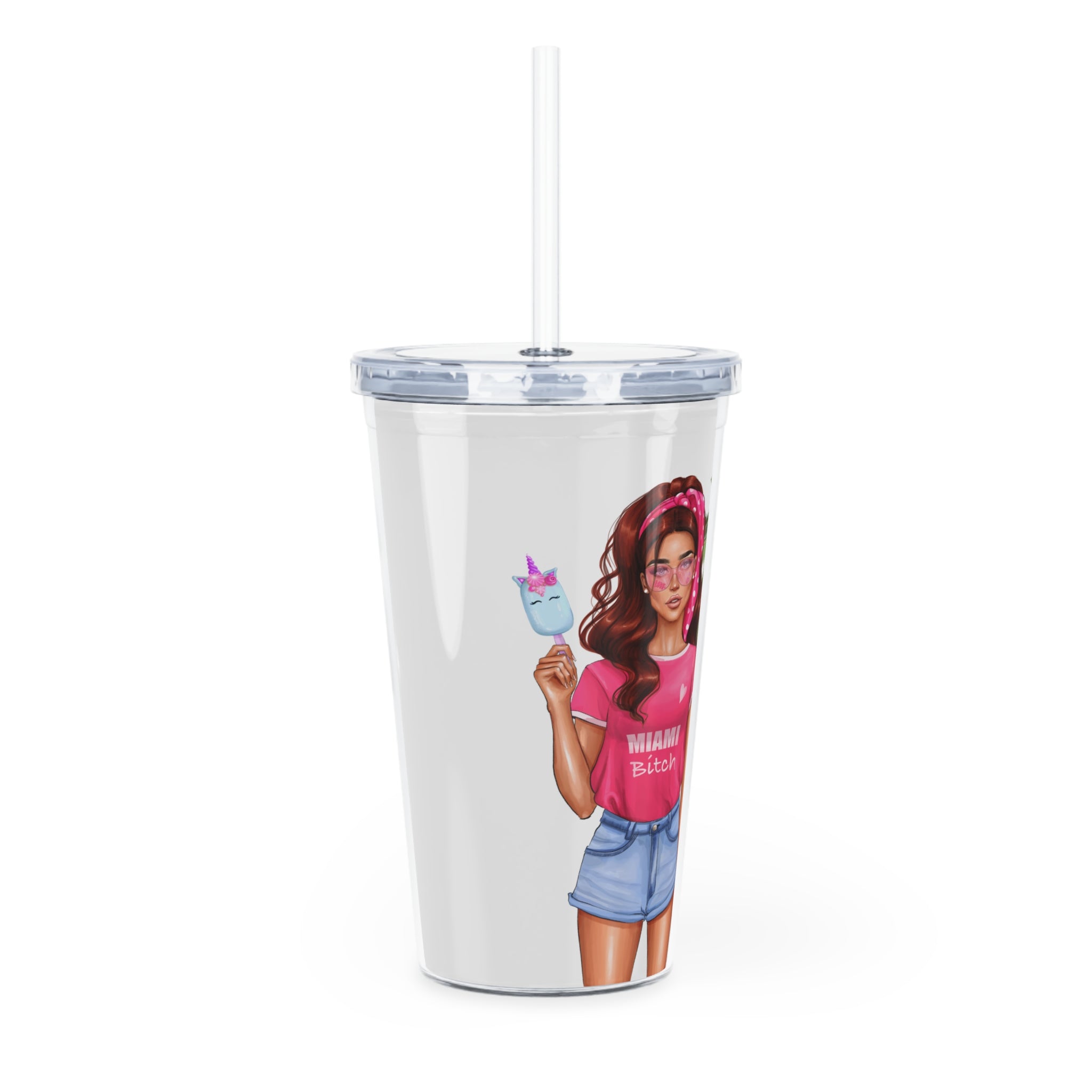 Miami Beach – Red Hair Straw Tumbler (20oz Plastic)