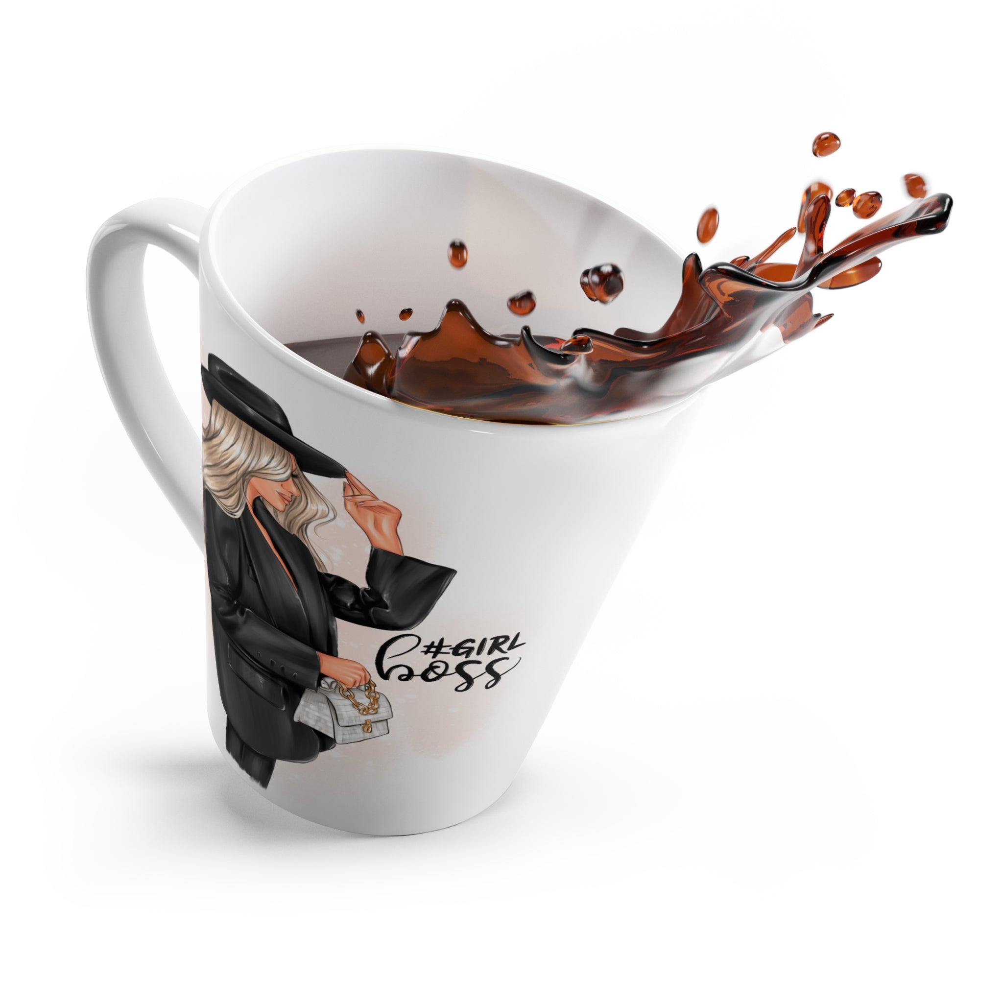 Girl Boss – Blonde Hair Latte Mug (12oz Ceramic)