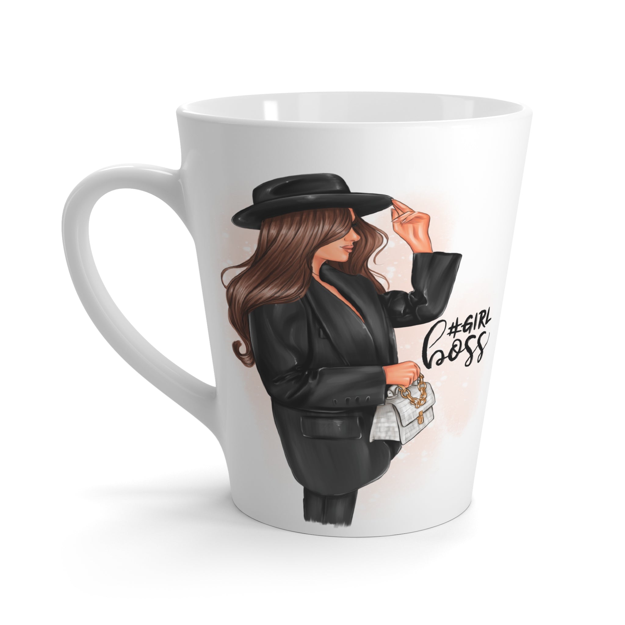 Girl Boss – Brown Hair Latte Mug (12oz Ceramic)