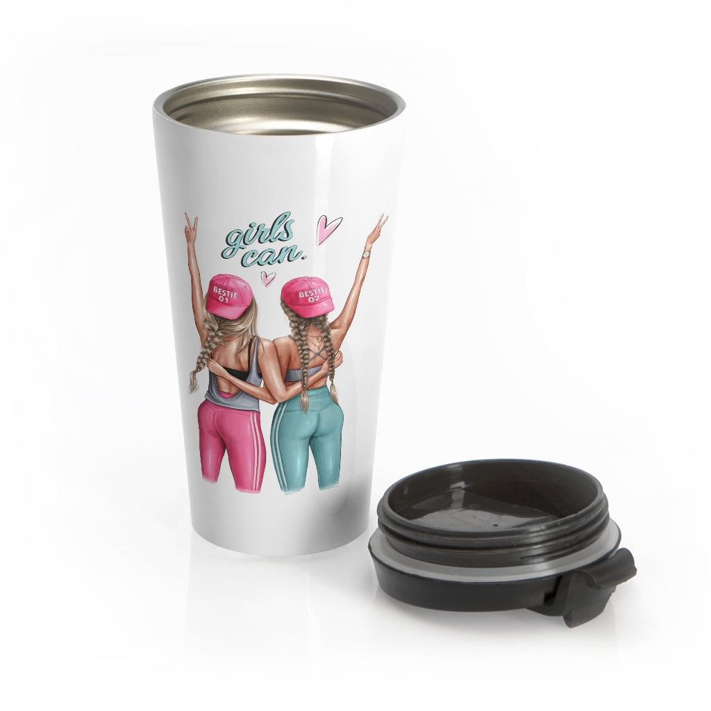 Girls Can Blond Hair Stainless Steel Travel Mug