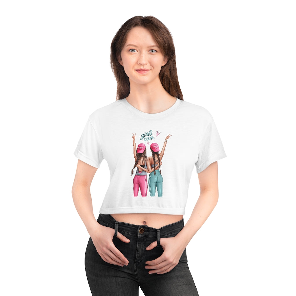 Girls Can Brown Hair Crop Tee