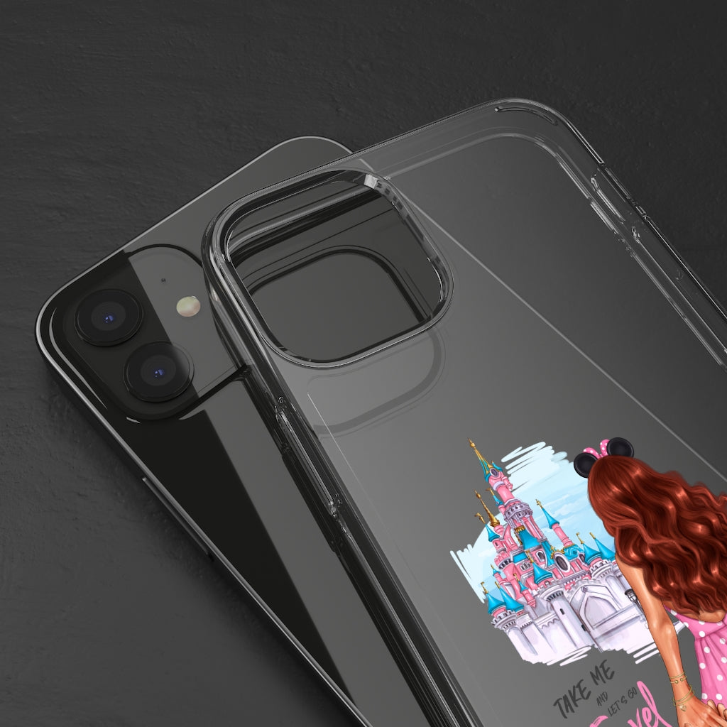 Take me and Let's go Travel Red Hair Clear Case