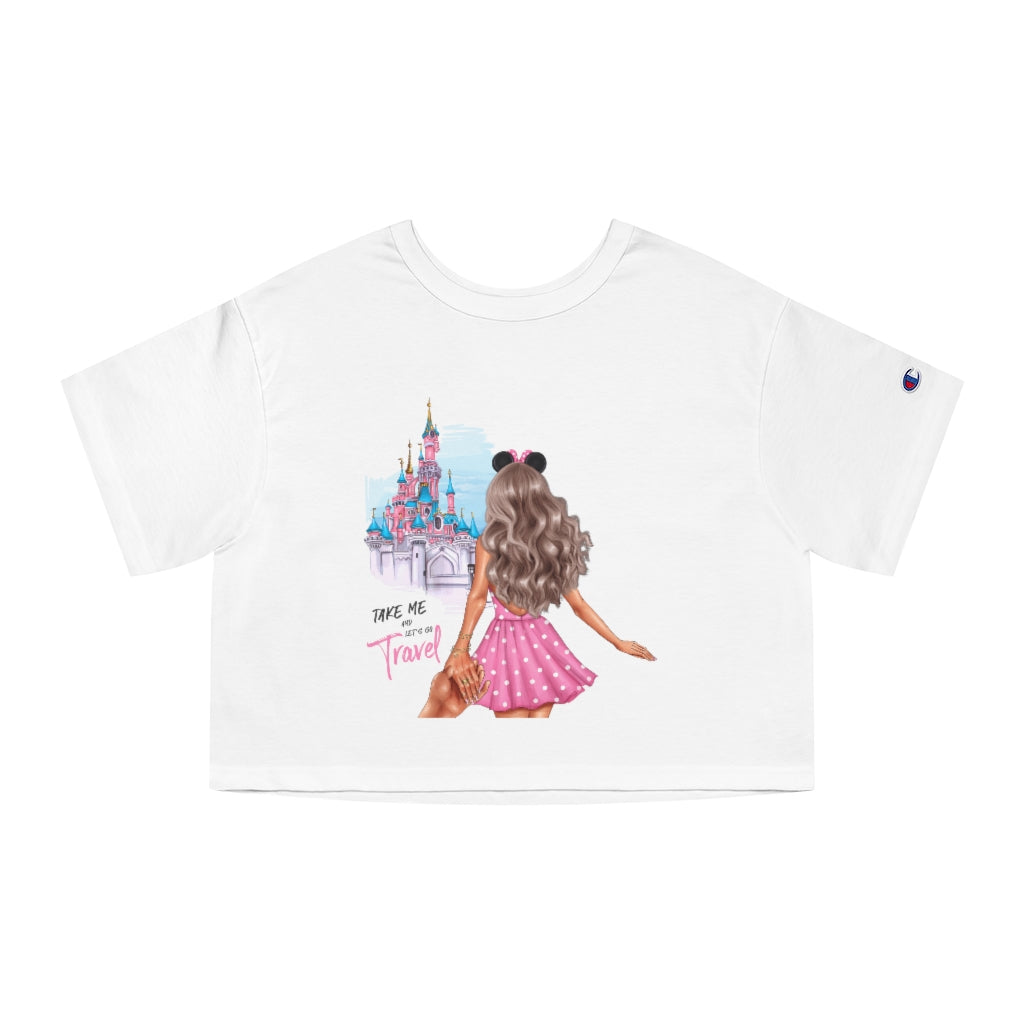 Take me and Let's go Travel Blond Hair Women's Cropped T-Shirt