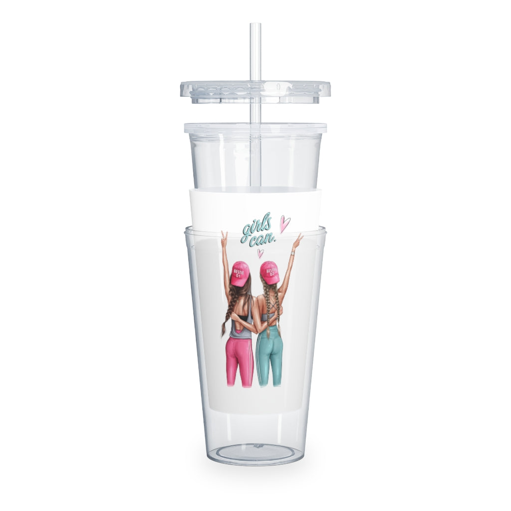 Girls Can Mix Hair Plastic Tumbler with Straw