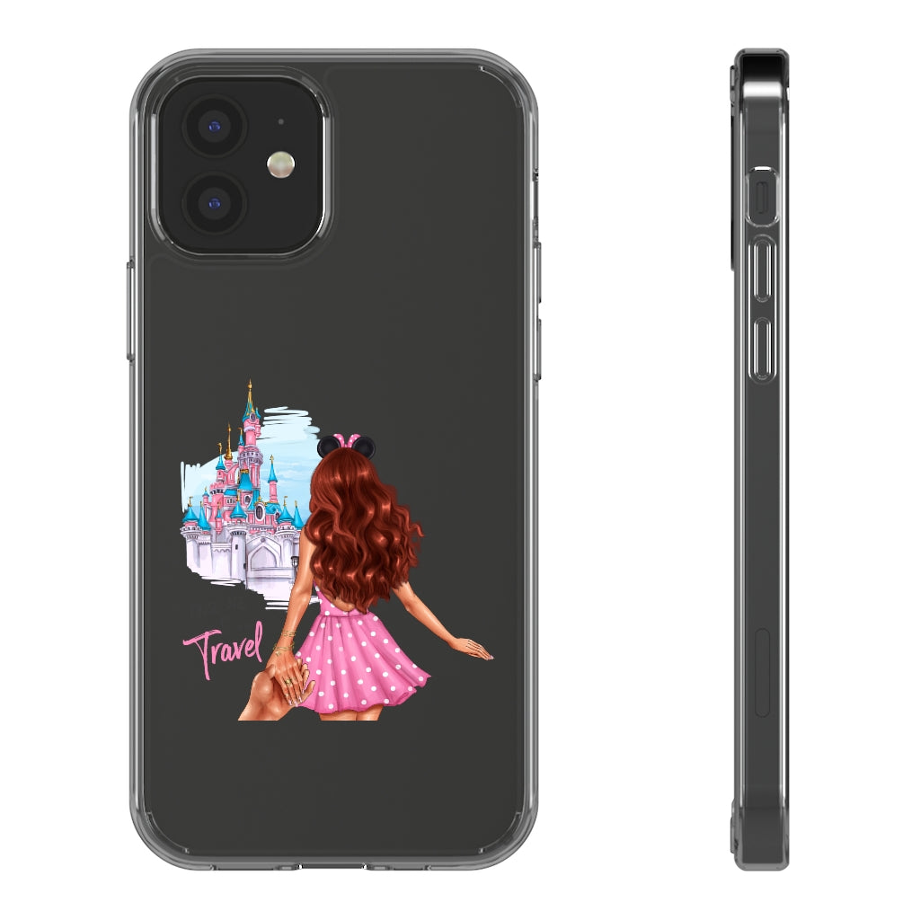 Take me and Let's go Travel Red Hair Clear Case