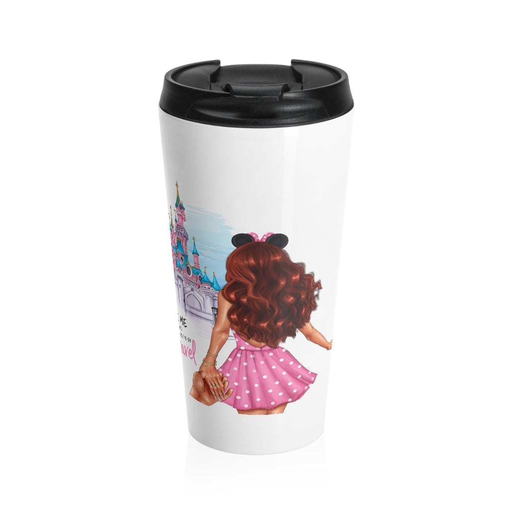 Take me and Let's go Travel Red Hair Stainless Steel Travel Mug