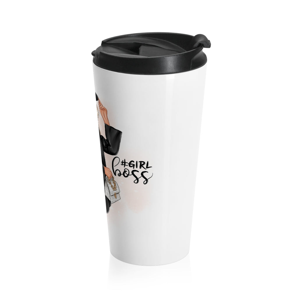 Girl Boss Blond Hair Stainless Steel Travel Mug