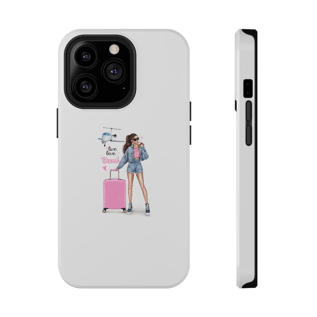 Live Love Travel Vibe Brown Hair Impact-Resistant Cases