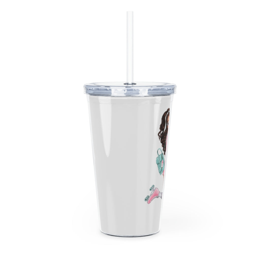 Beauty is Being You Brown Hair Plastic Tumbler with Straw
