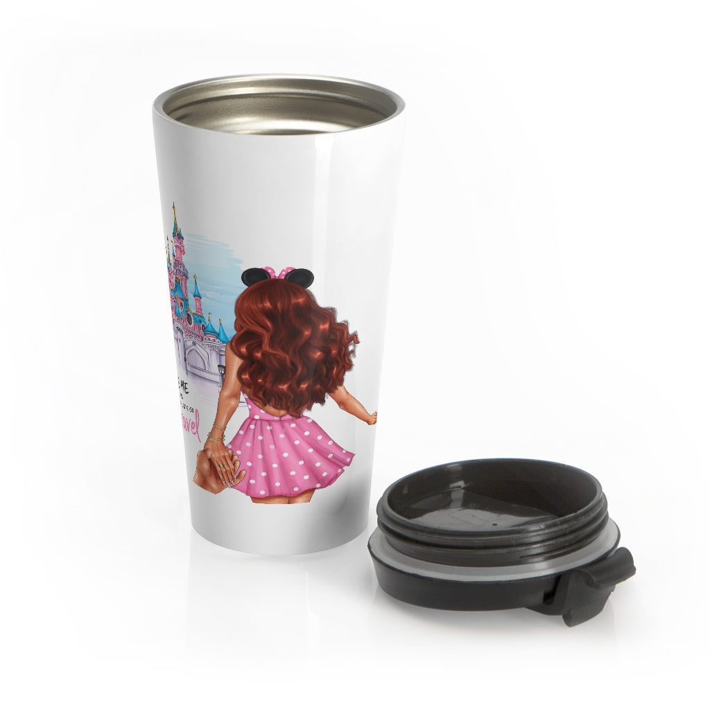 Take me and Let's go Travel Red Hair Stainless Steel Travel Mug