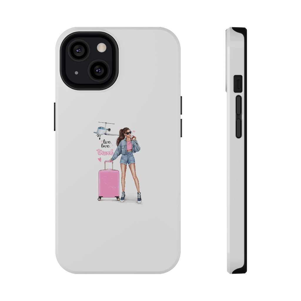 Live Love Travel Vibe Brown Hair Impact-Resistant Cases