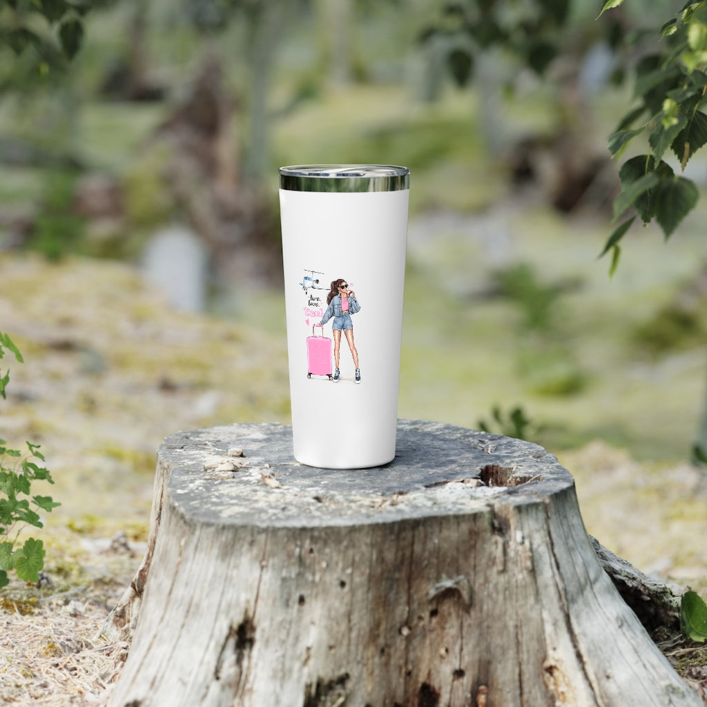 Live Love Travel Brown Hair Copper Vacuum Insulated Tumbler, 22oz