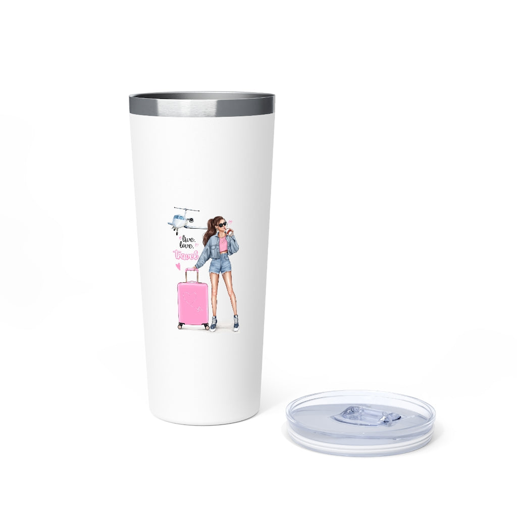 Live Love Travel Brown Hair Copper Vacuum Insulated Tumbler, 22oz