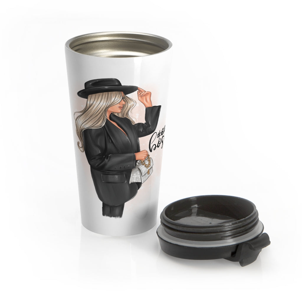 Girl Boss Blond Hair Stainless Steel Travel Mug