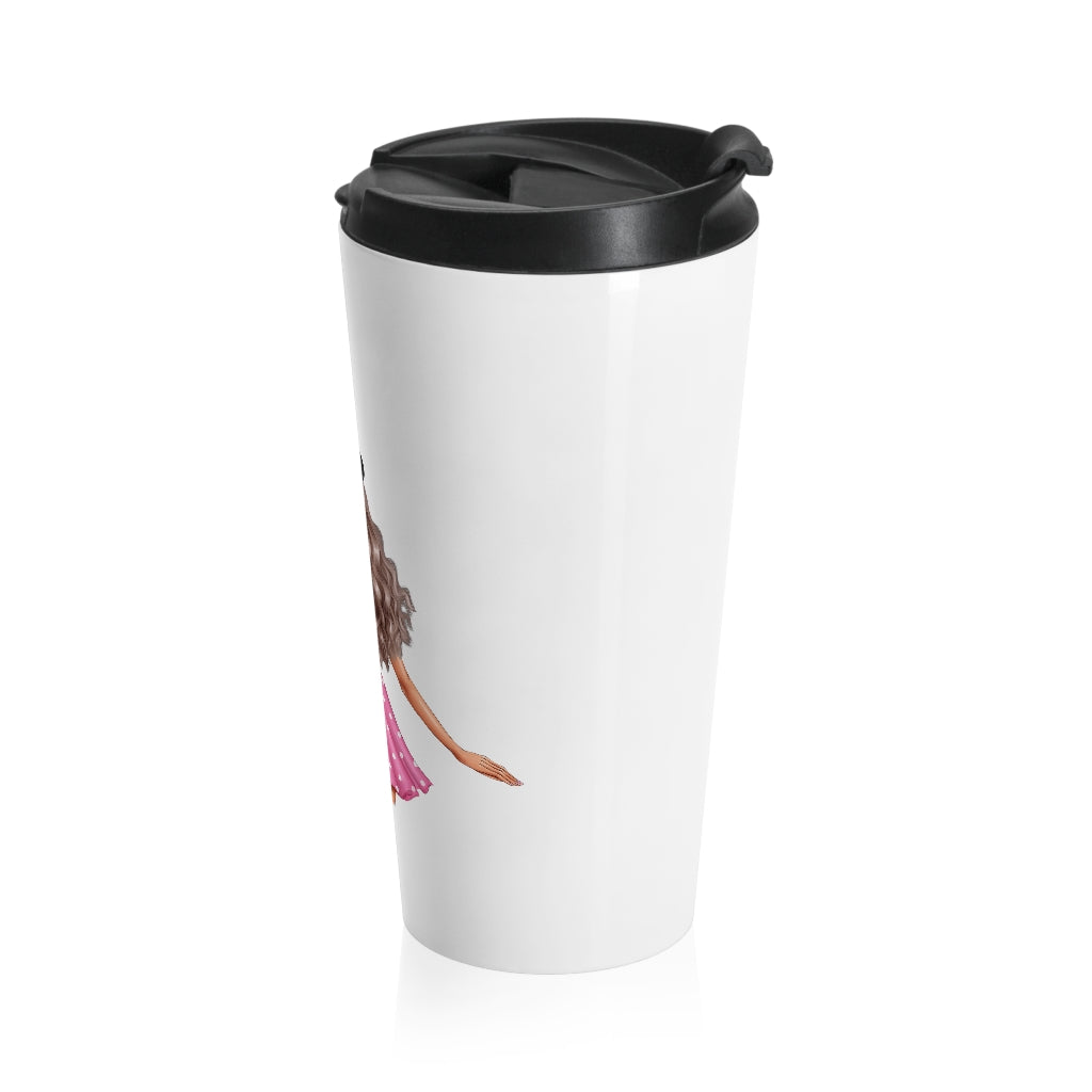 Take me and Let's go Travel Blond Hair Stainless Steel Travel Mug