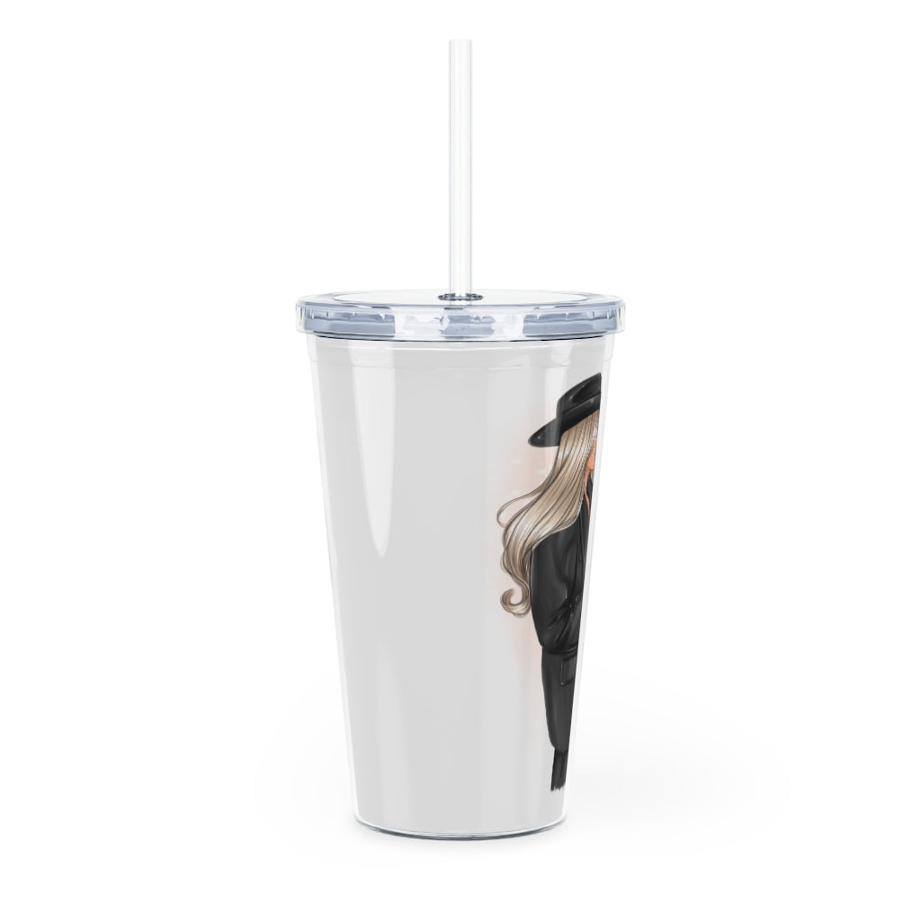 Girl boss Blond Hair Plastic Tumbler with Straw