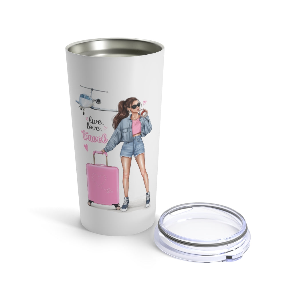 Live Love Travel Brown Hair Tumbler 20oz