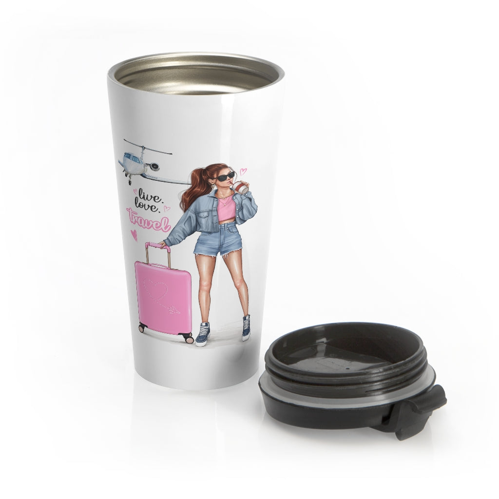 Summer Vibe Red Hair Stainless Steel Travel Mug
