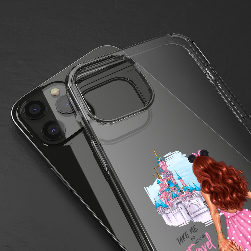 Take me and Let's go Travel Red Hair Clear Case