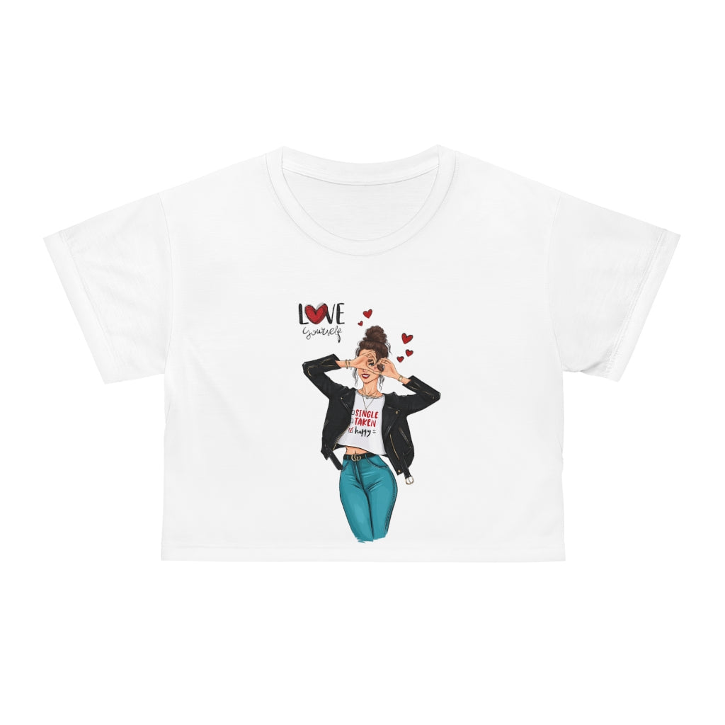 Love Yourself Brown Hair Crop Tee