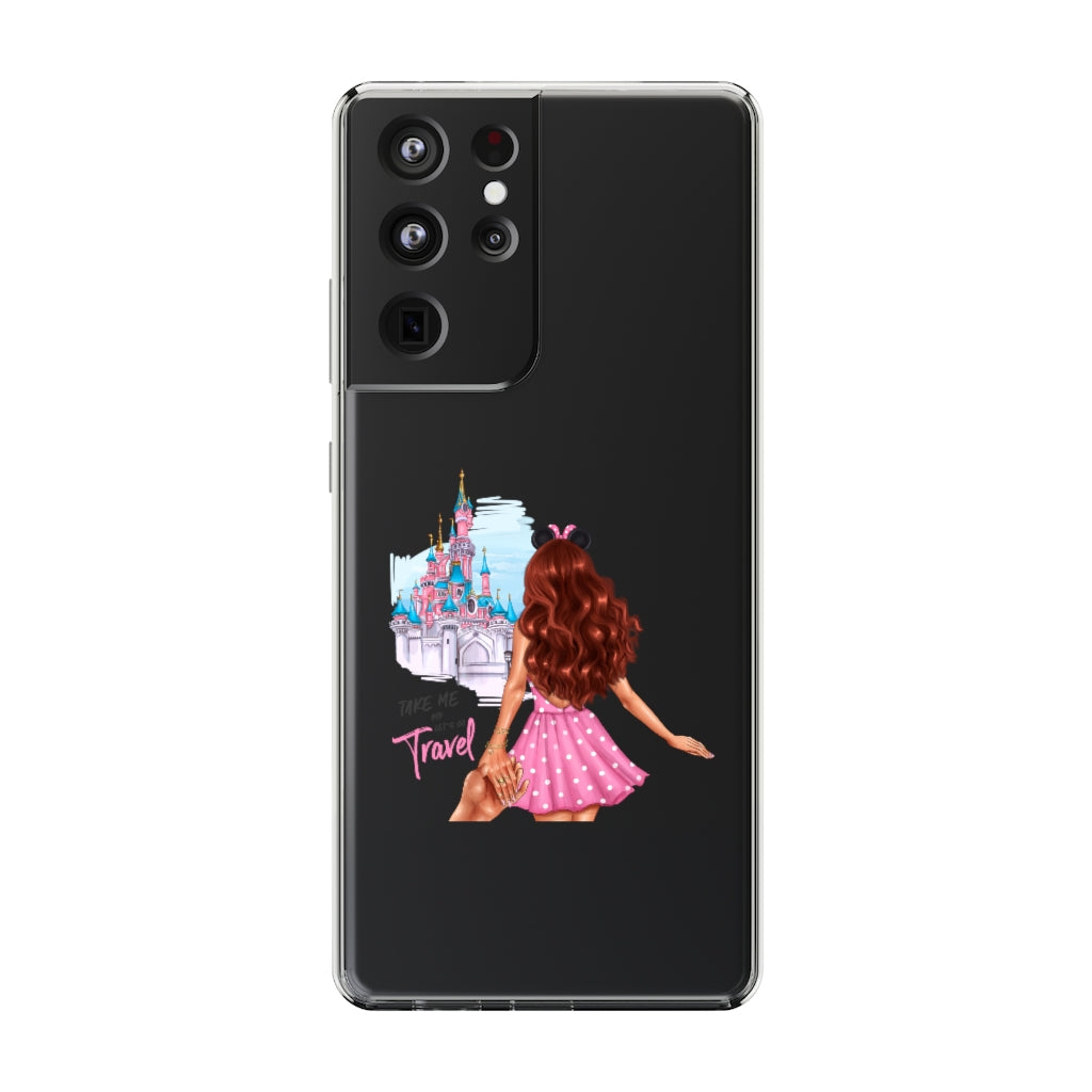 Take me and Let's go Travel Red Hair Clear Case