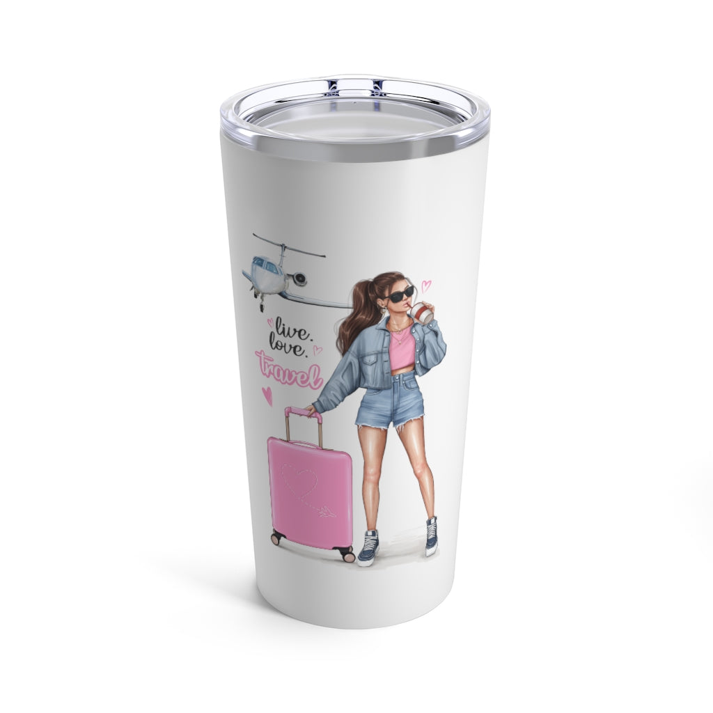 Live Love Travel Brown Hair Tumbler 20oz