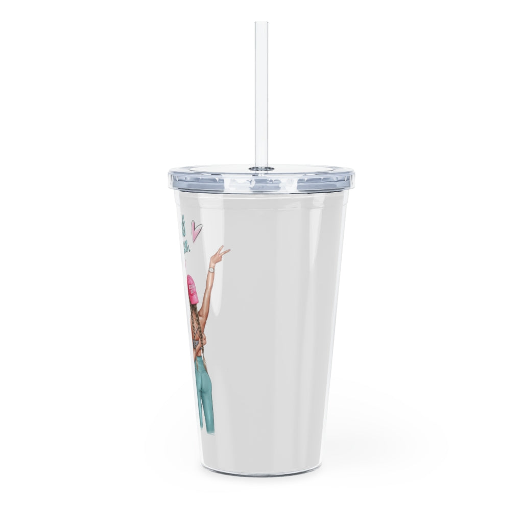 Girls Can Mix Hair Plastic Tumbler with Straw