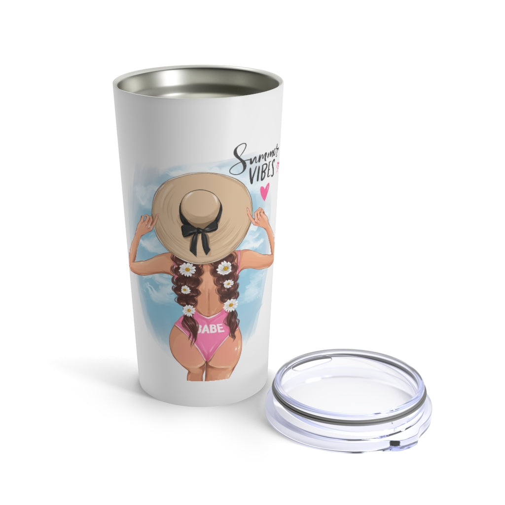 Summer Vibes Brown Hair Tumbler 20oz