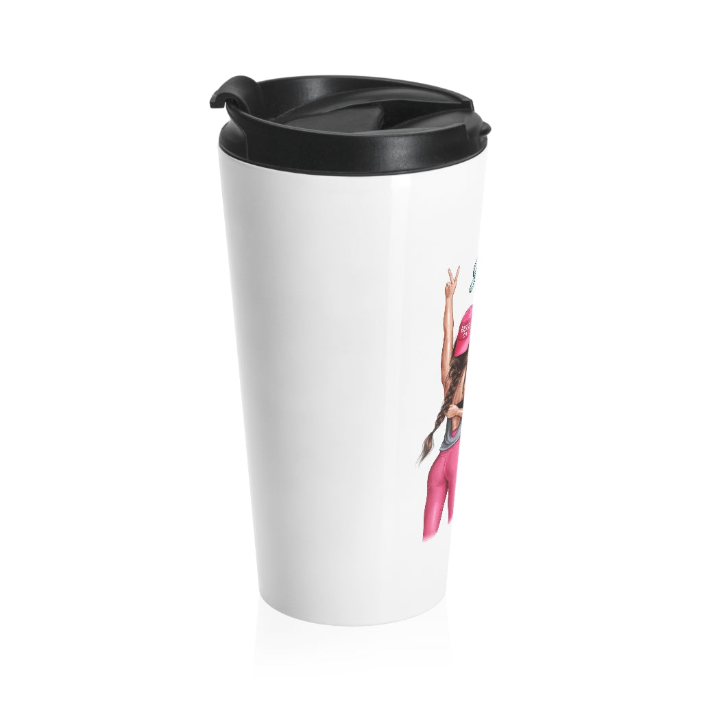 Girls Can Brown Hair Stainless Steel Travel Mug