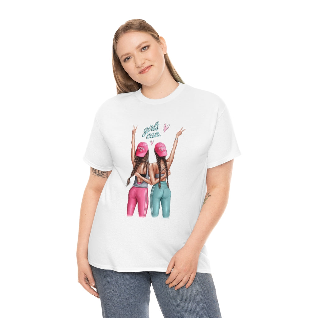 Girls Can Brown Hair Unisex Cotton Tee