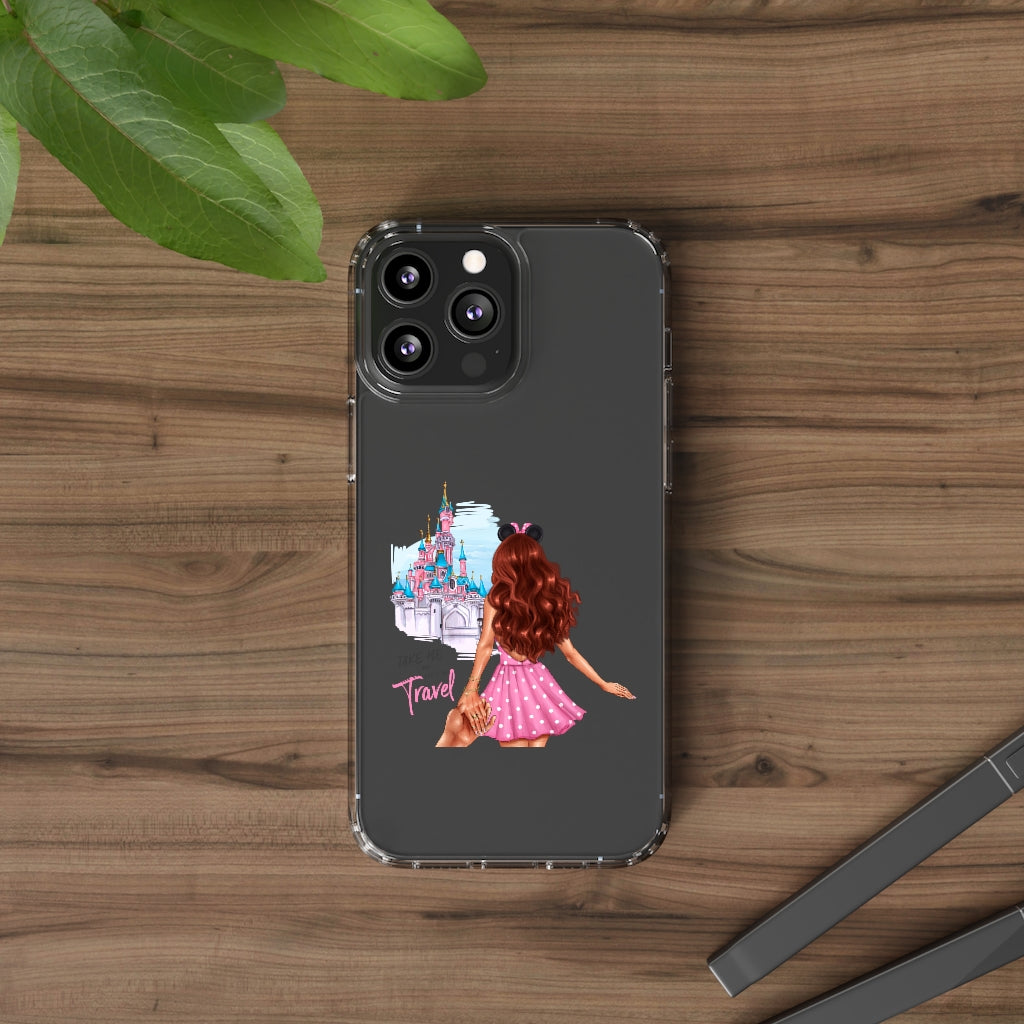Take me and Let's go Travel Red Hair Clear Case