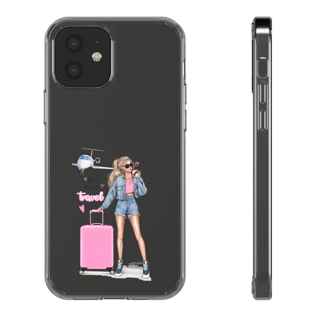 Live Love Travel Blond Hair Clear Case
