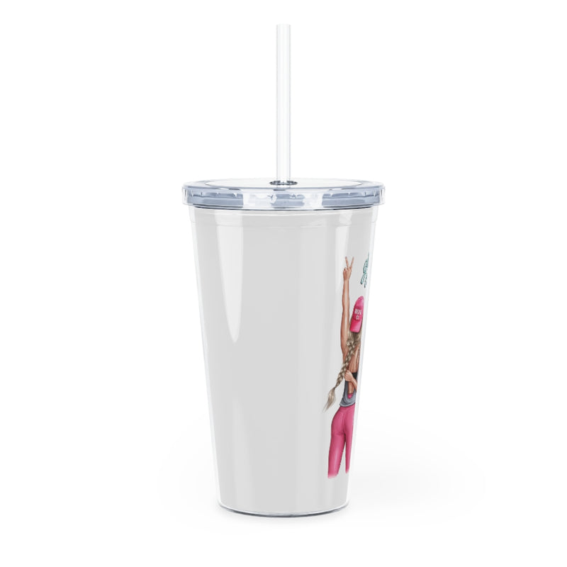 Girls Can Blond Hair Plastic Tumbler with Straw