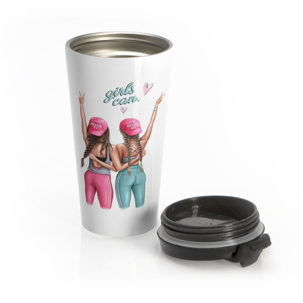 Girls Can Mix Hair Stainless Steel Travel Mug