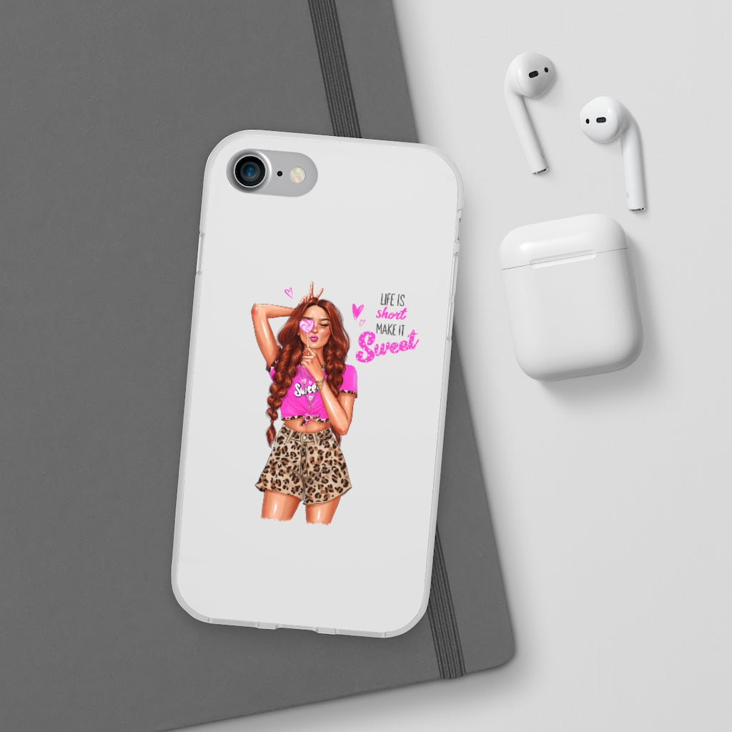 Life is Short Make it Sweet Red Hair Flexi Cases