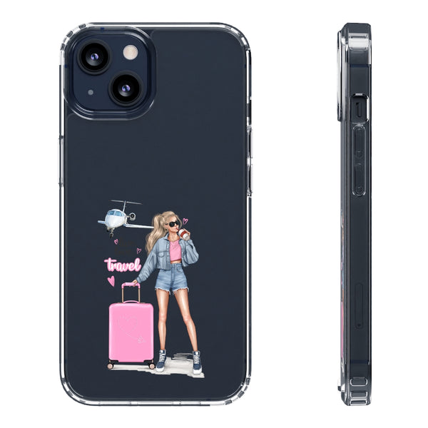 Live Love Travel Blond Hair Clear Case