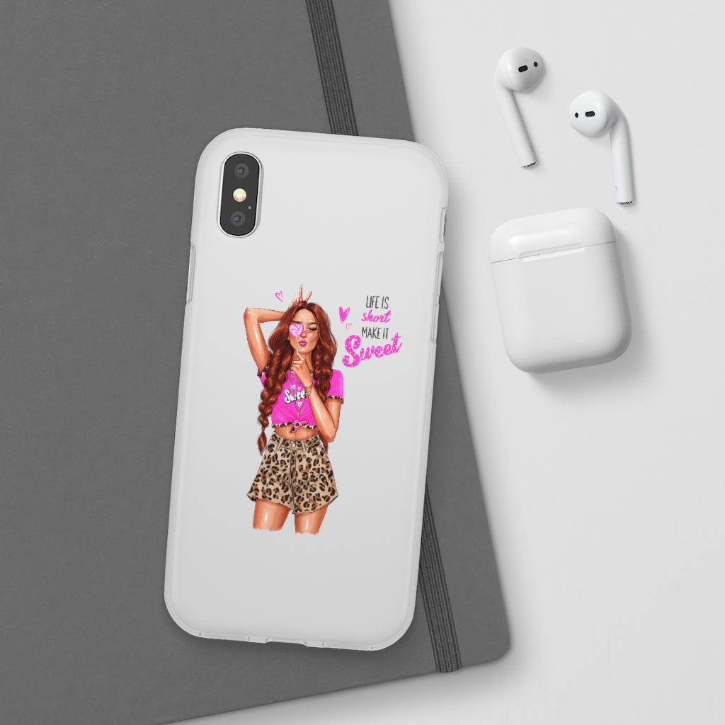 Life is Short Make it Sweet Red Hair Flexi Cases