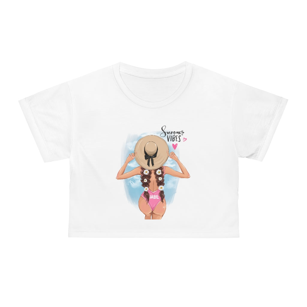 Summer Vibes Brown Hair Crop Tee