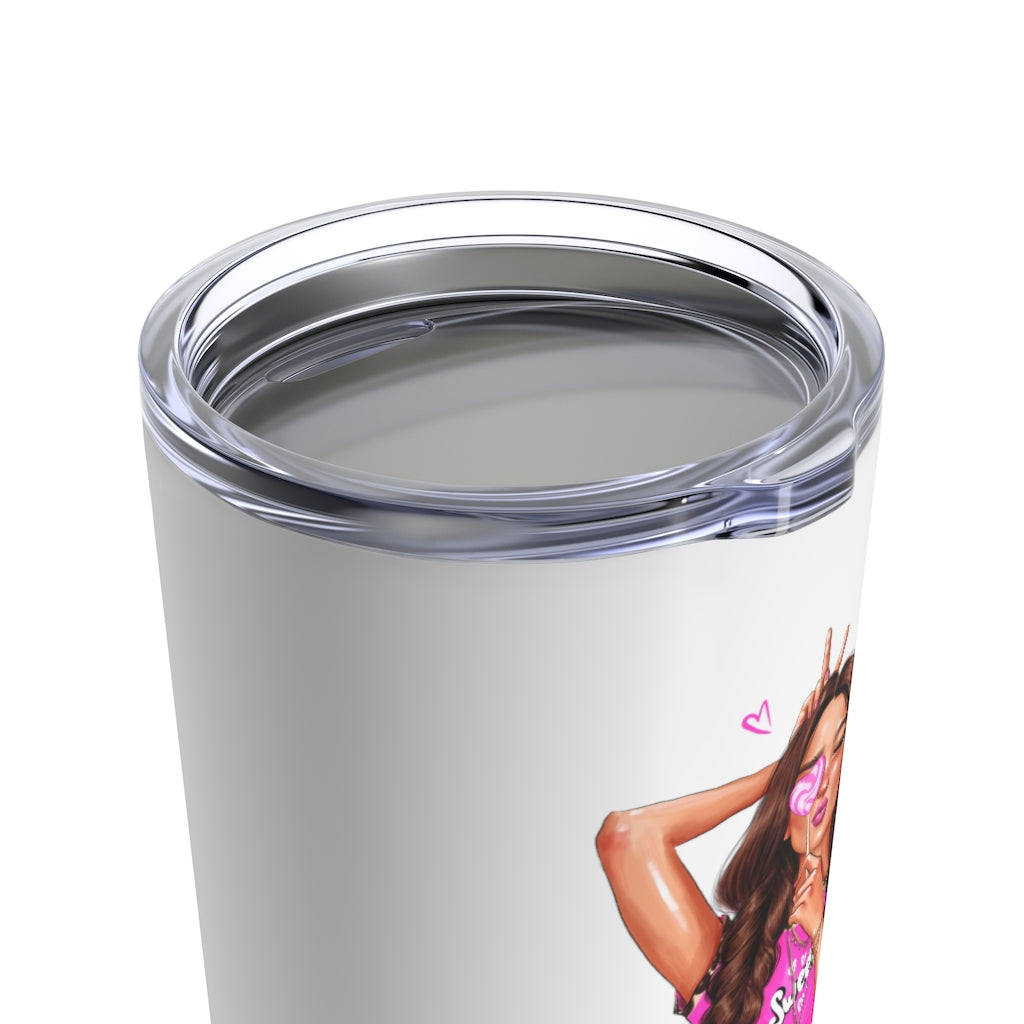 Life is Short Make it Sweet Brown Hair Tumbler 20oz