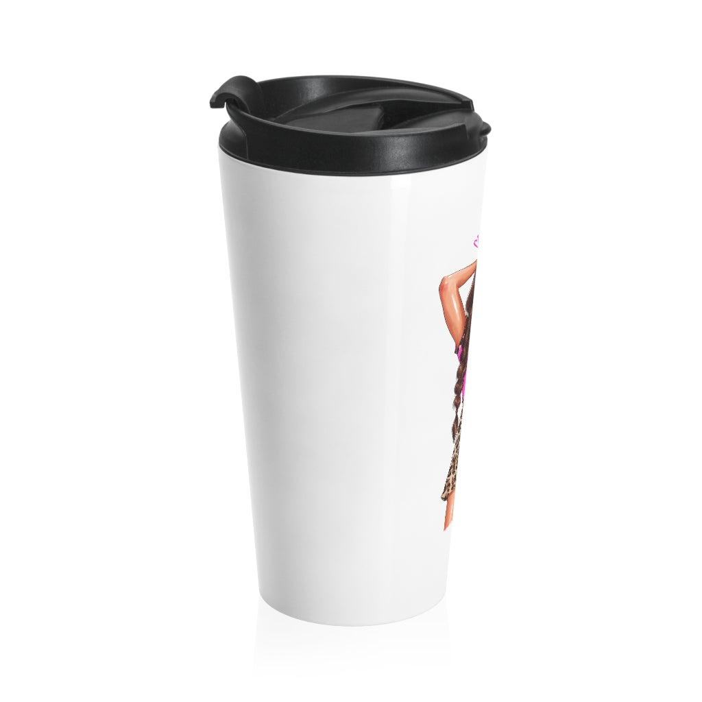 Life is Short Make it Sweet Brown Hair Stainless Steel Travel Mug
