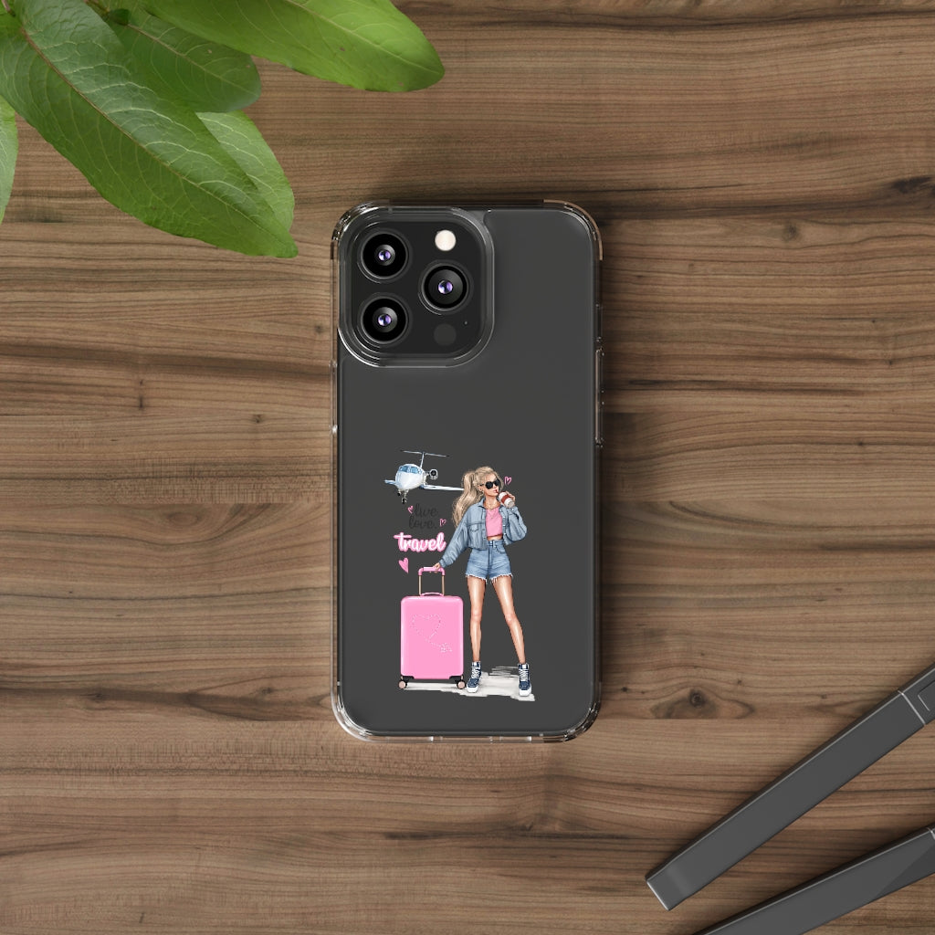 Live Love Travel Blond Hair Clear Case