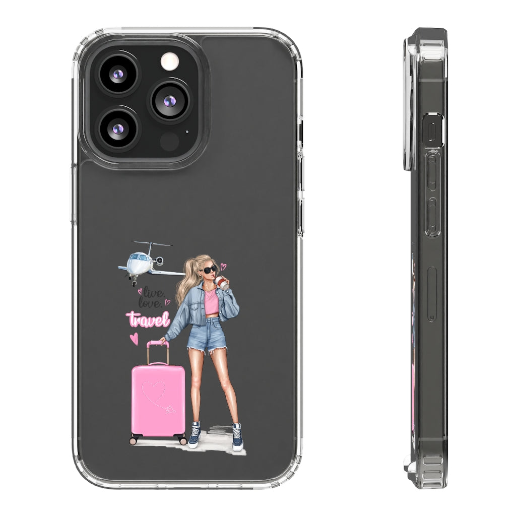 Live Love Travel Blond Hair Clear Case
