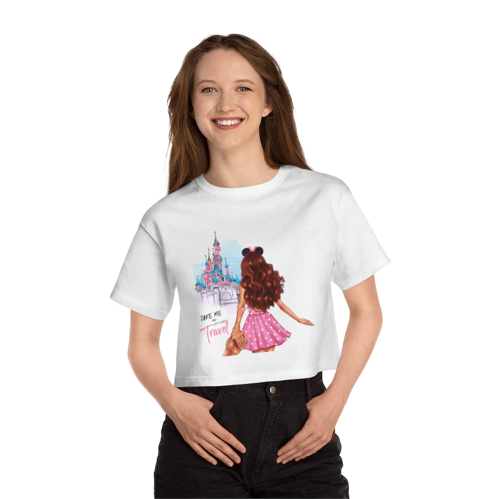 Take me and Let's go Travel Red Hair Women's Cropped T-Shirt