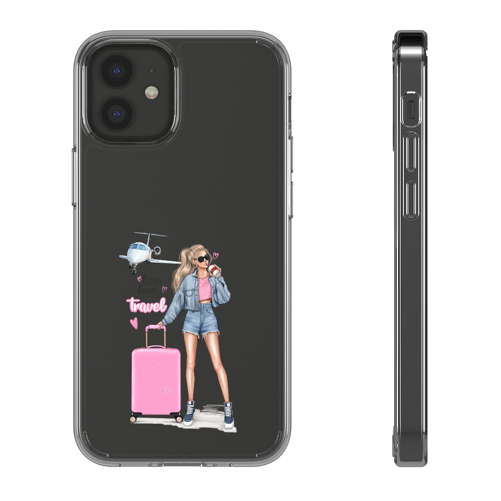 Live Love Travel Blond Hair Clear Case