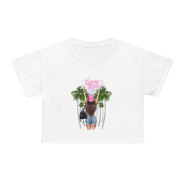 Summer Vibe Brown Hair Crop Tee