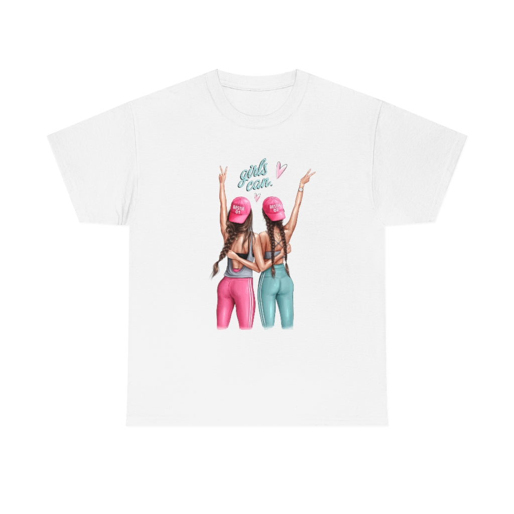 Girls Can Brown Hair Unisex Cotton Tee
