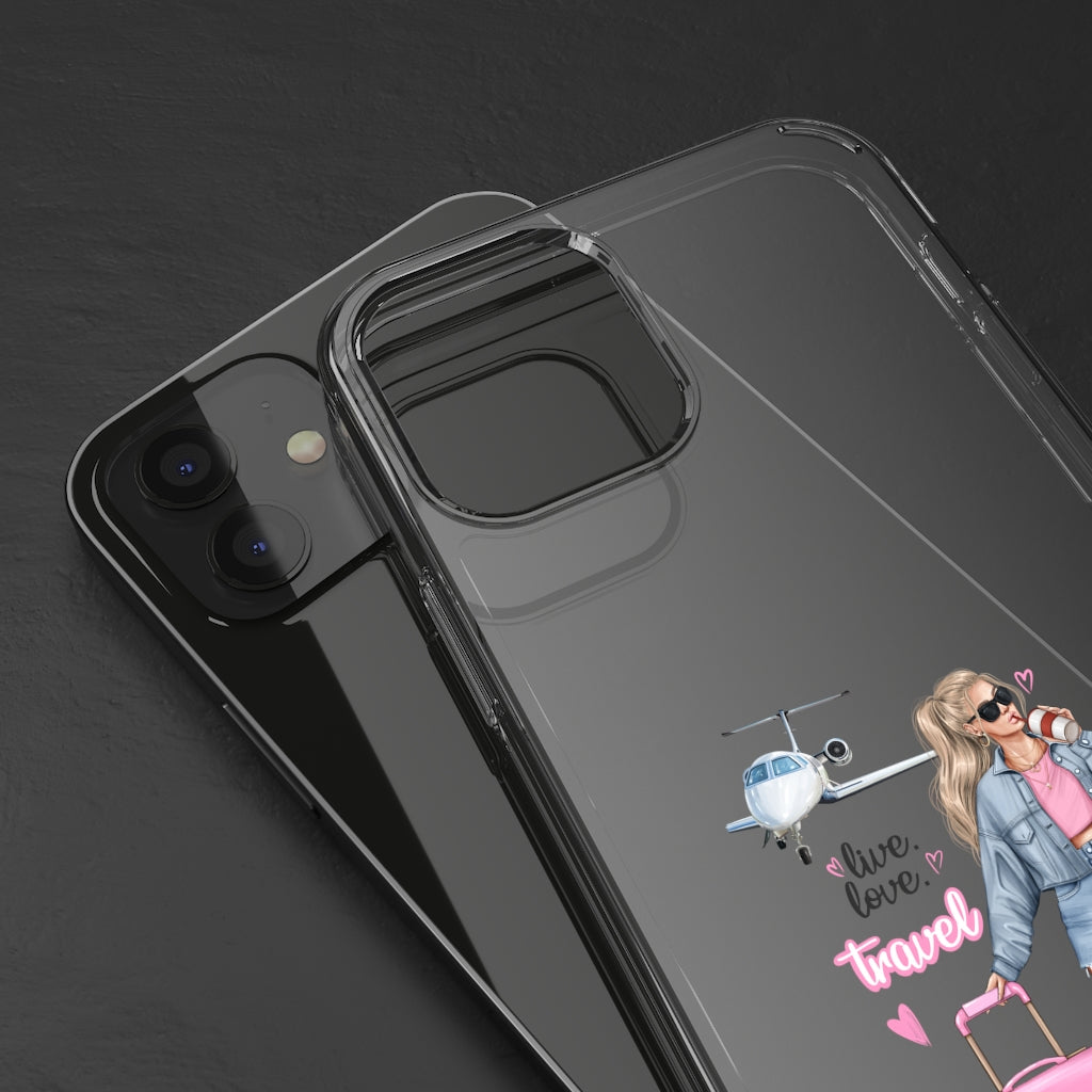 Live Love Travel Blond Hair Clear Case