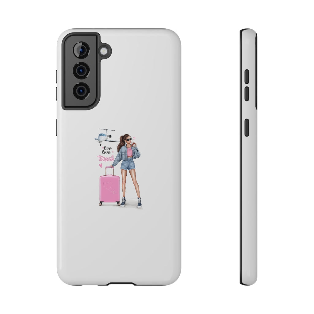 Live Love Travel Vibe Brown Hair Impact-Resistant Cases